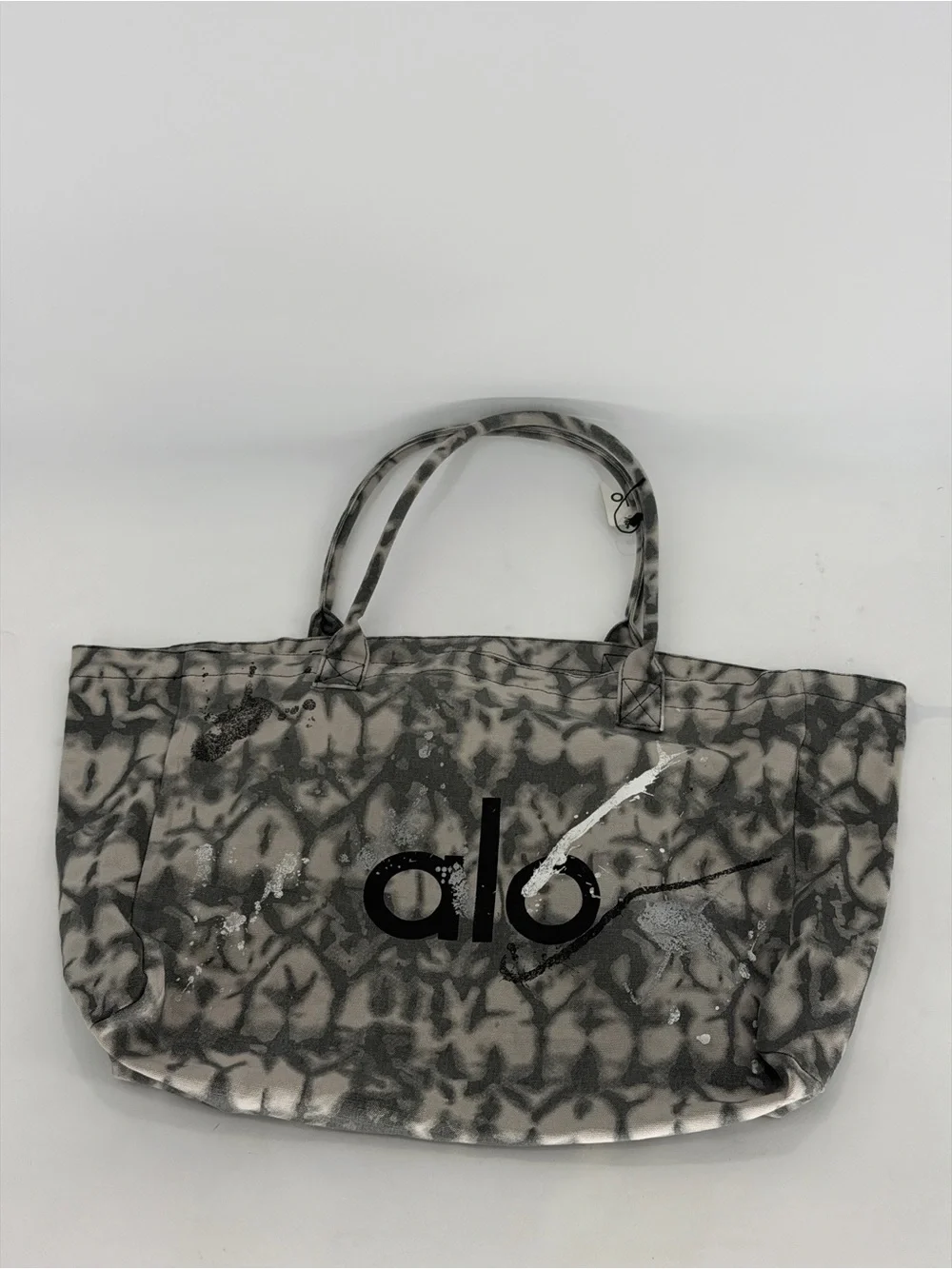 ALO Yoga Gray Tie-Dye 'Peace On Earth' Canvas Tote NWT